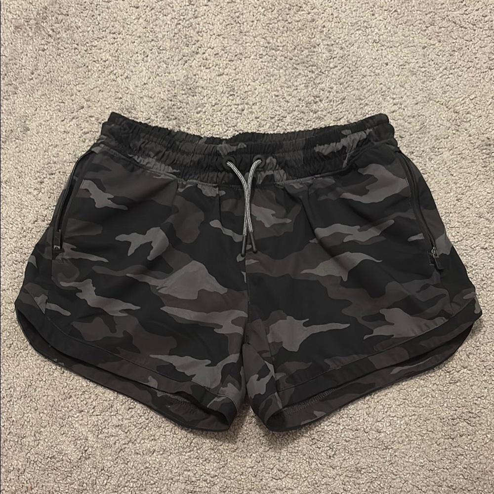 Athleta Black and Gray Athletic Shorts Lightweight Elastic Waist